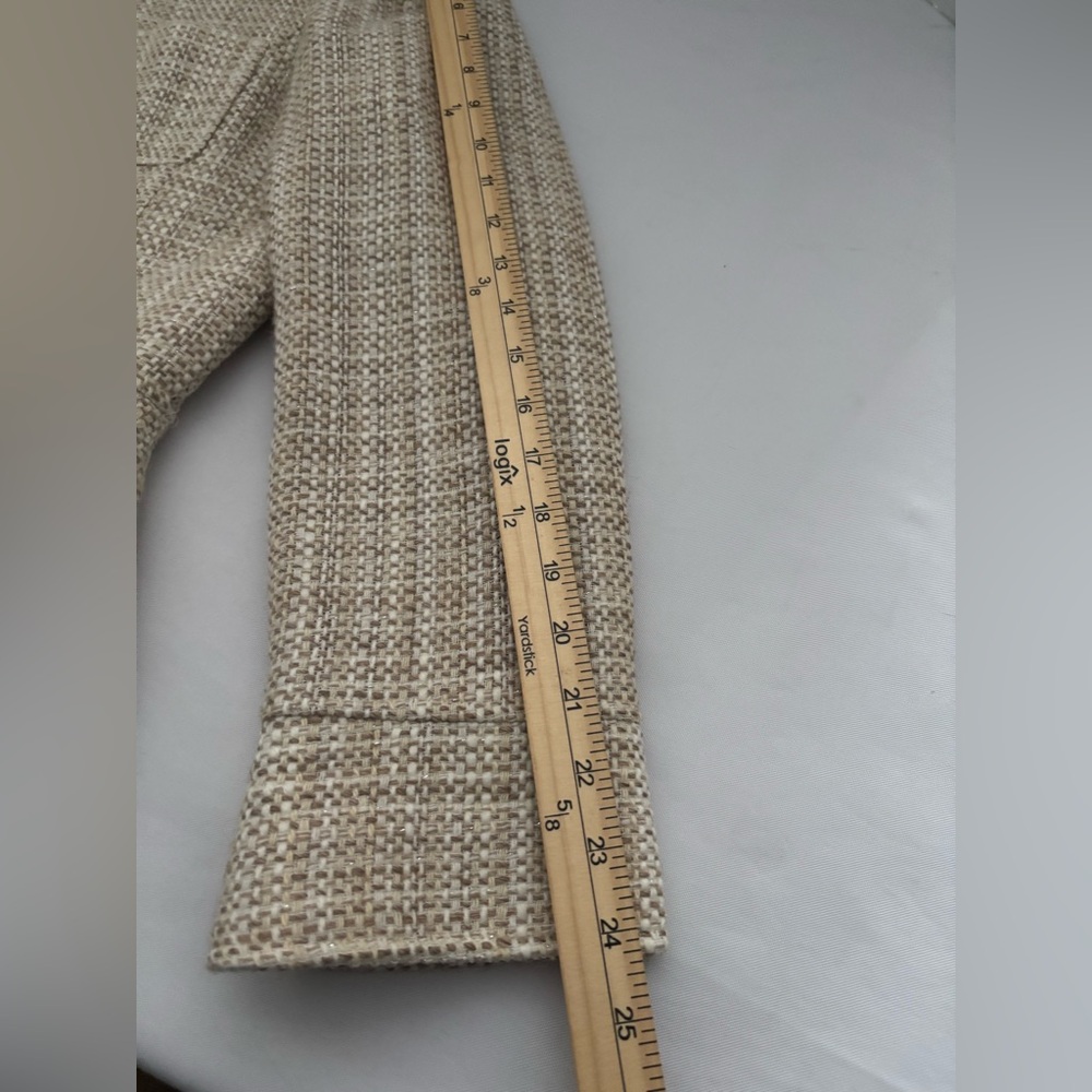 NWOT TAHARI PLAID LONG SLEEVE BEIGE FOUR BUTTON FULLY LINED NEUTRAL JACKET - Picture 12 of 14